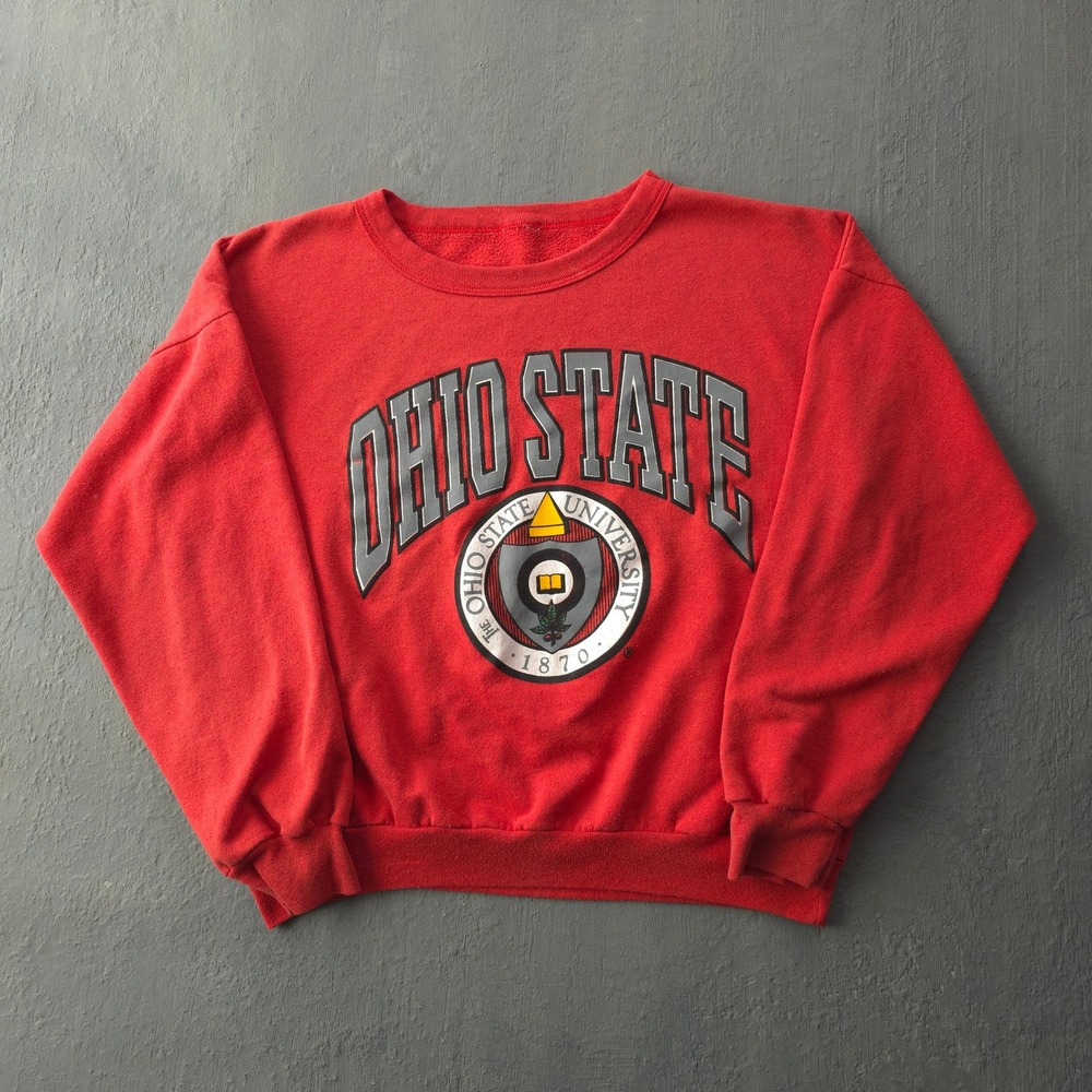 Vintage 80s Red Ohio State University Sweatshirt Medium Made in USA NCAA